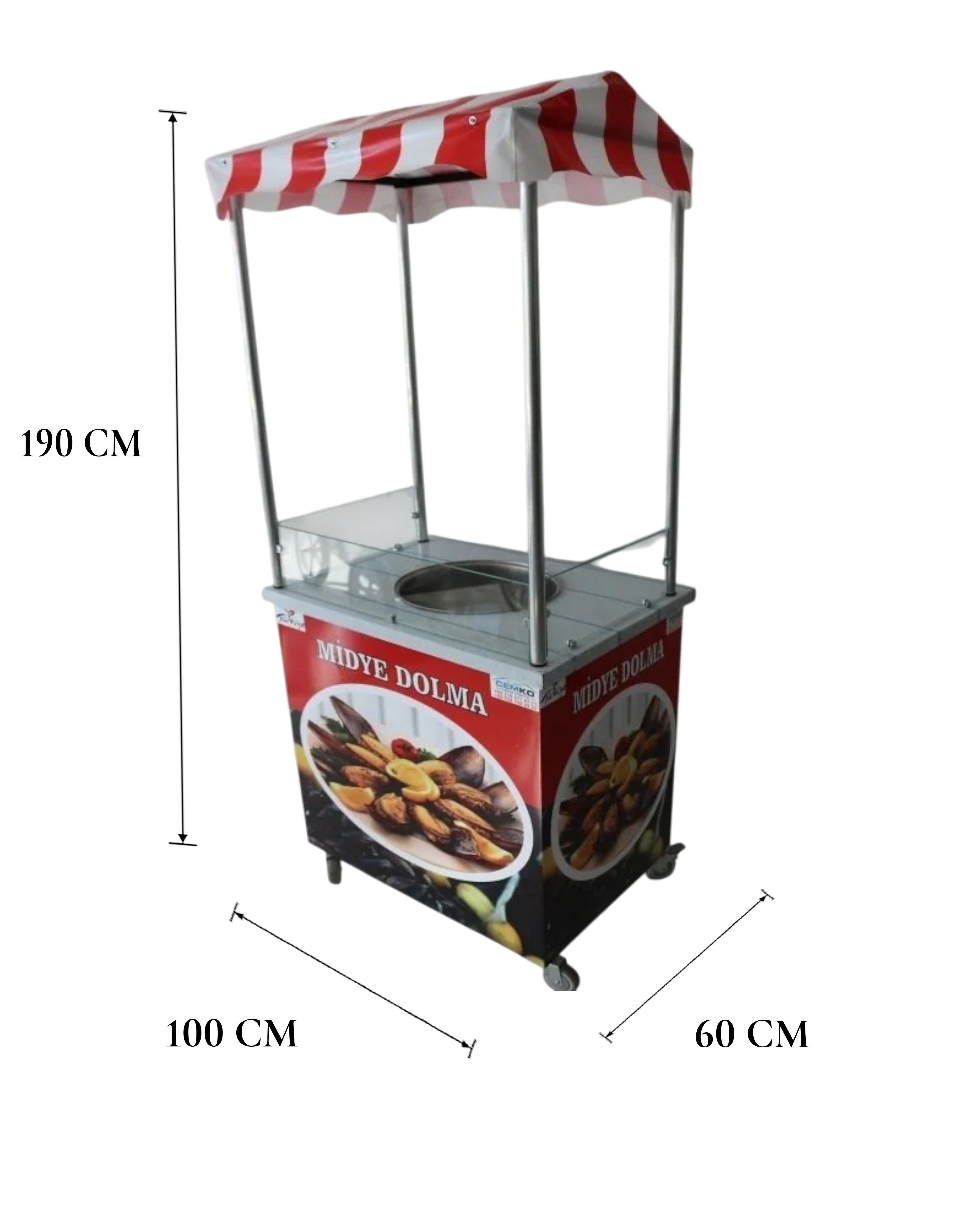 Isıtmalı Midye Dolma Arabası 50x70 (Model İstinye)