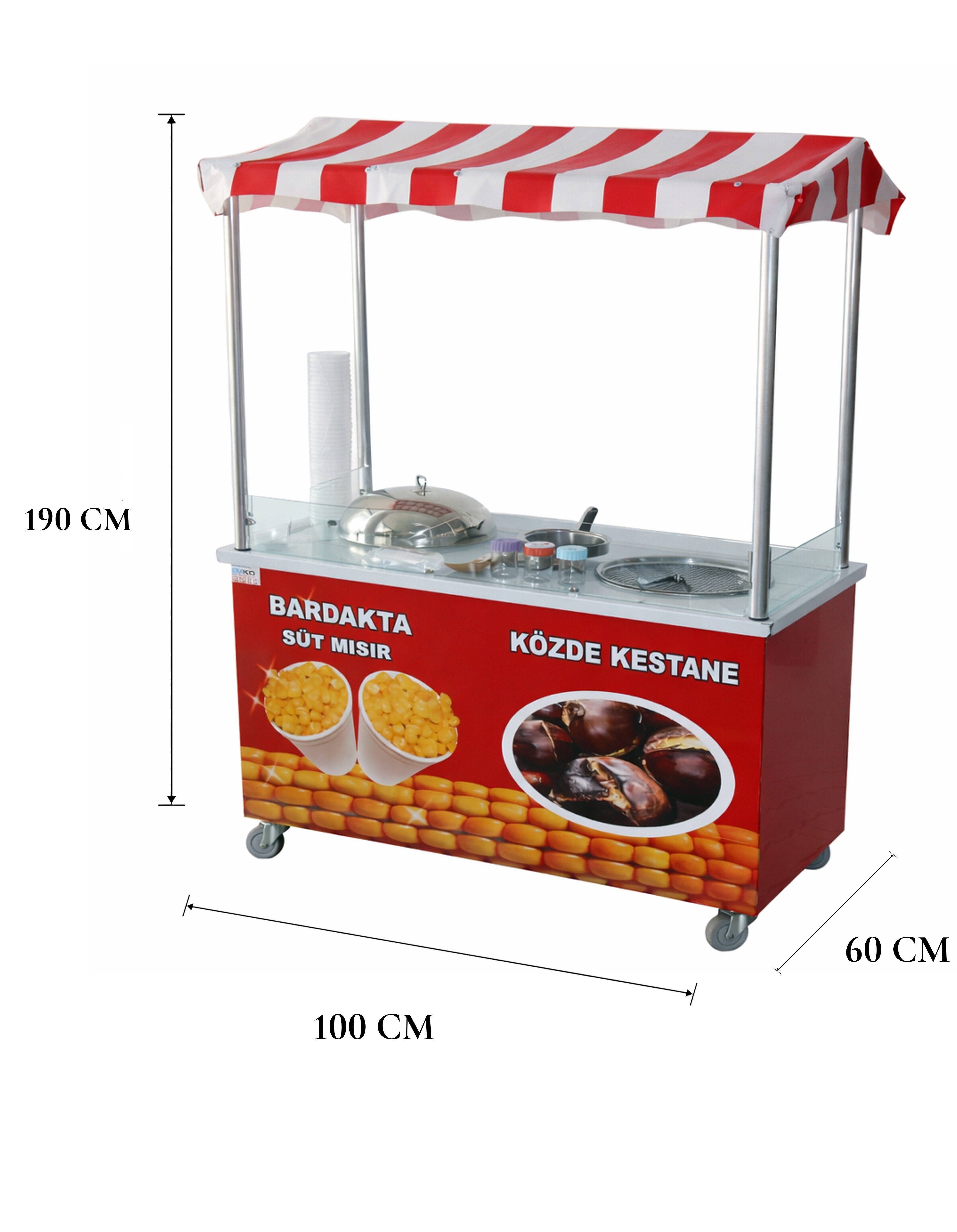 Közde Kestane ve Elektrikli Bardakta Mısır Tezgahı 60x100 (Model Boyabat)