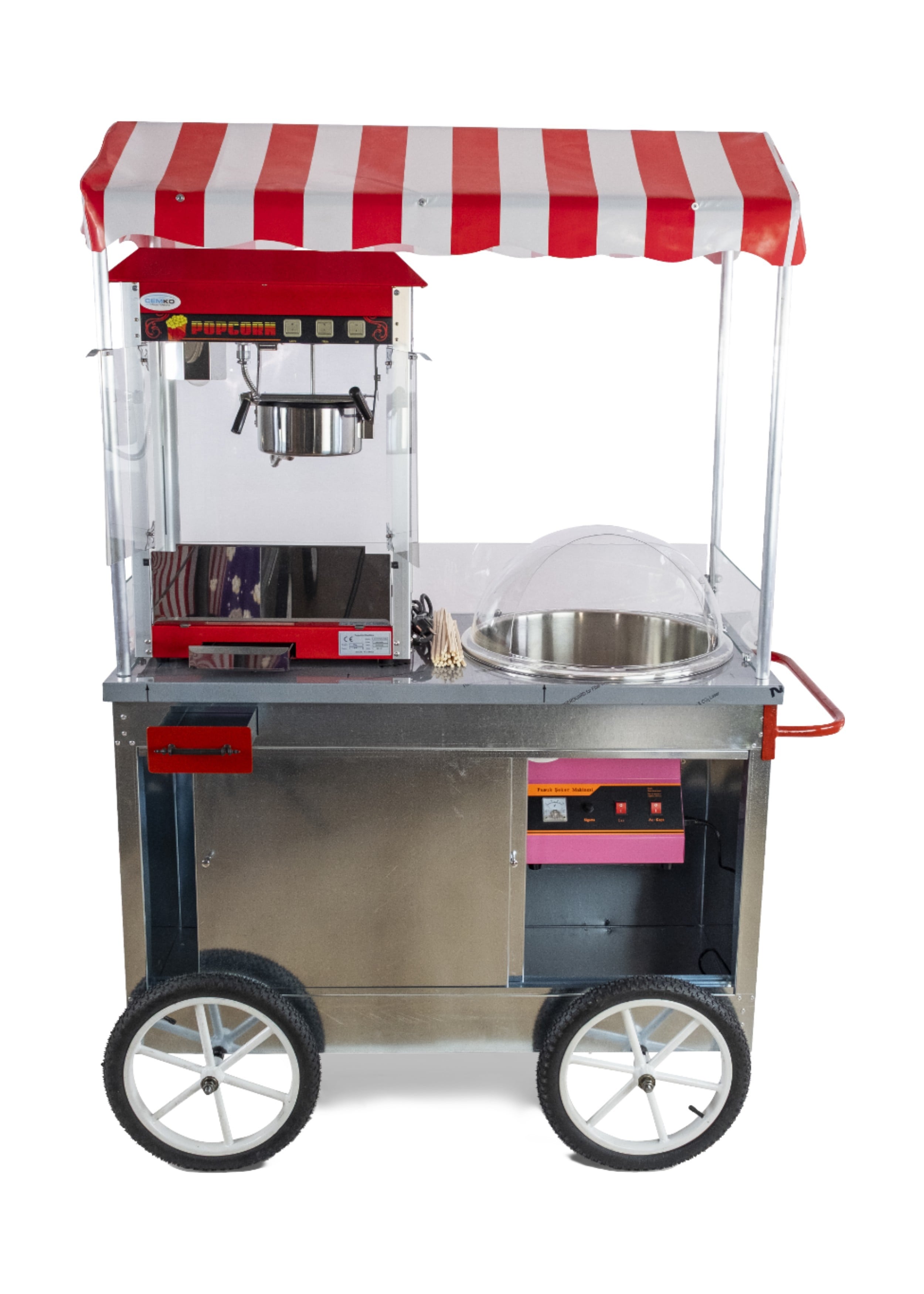 Pamuk Şekeri  Popcorn Arabası İkisi Bir Arada 60x120 (Model Manavgat)