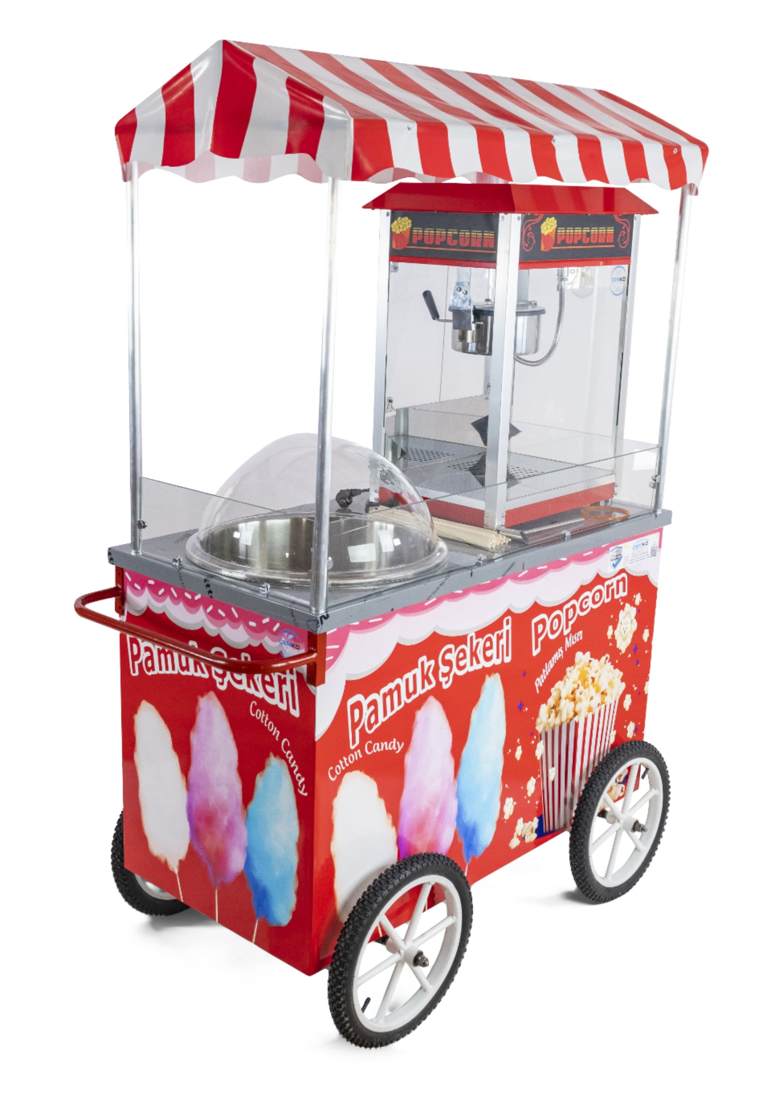 Pamuk Şekeri  Popcorn Arabası İkisi Bir Arada 60x120 (Model Manavgat)