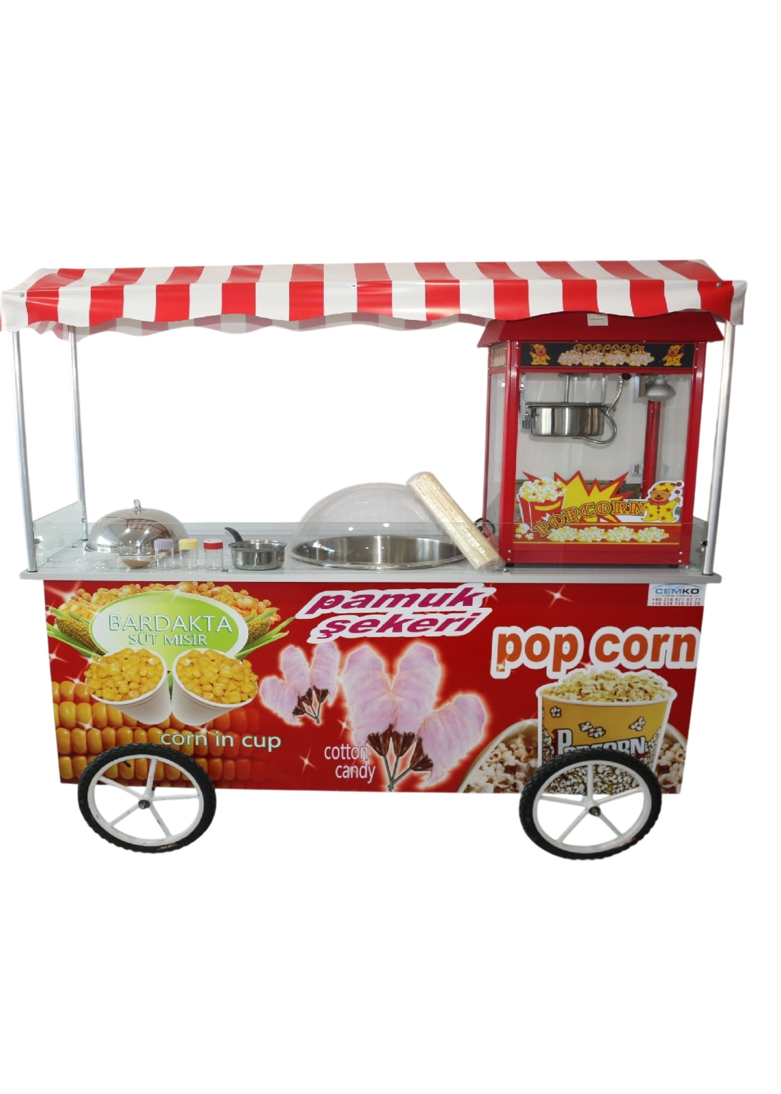 Popcorn Pamuk Şeker ve Bardakta Mısır Arabası 65x180 (Model Marmaris)