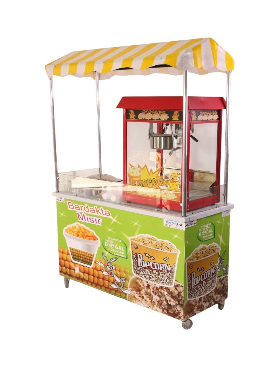 Popcorn Patlamış Mısır Bardakta Mısır Arabası 60x120 (Model Ankara) 