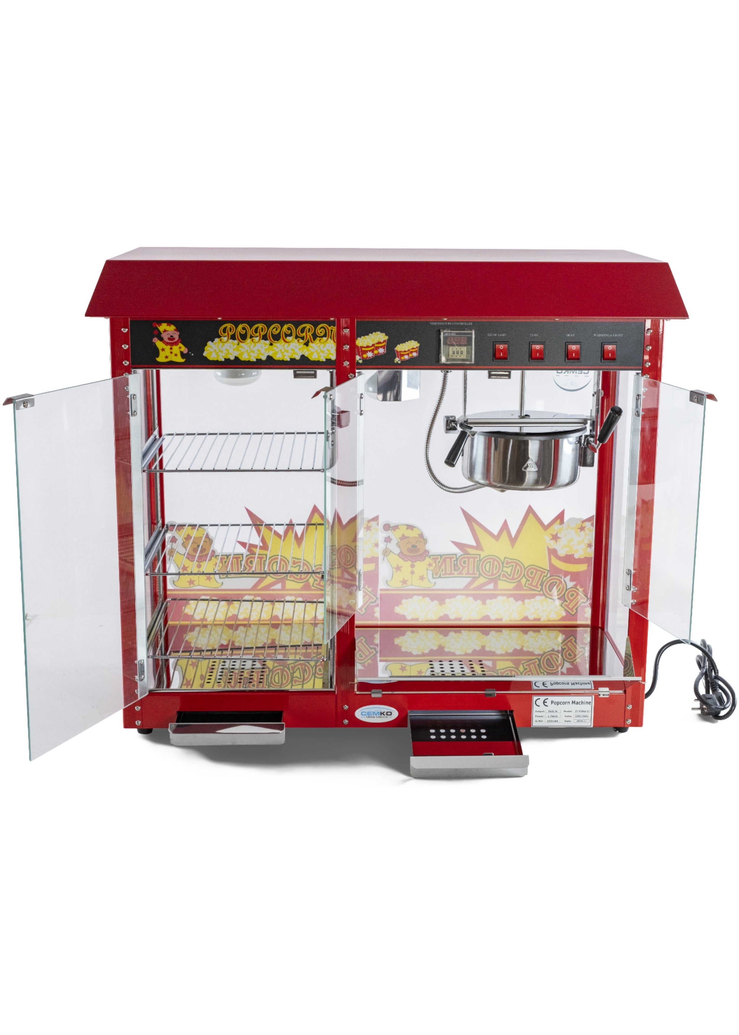 Popcorn ve Mısır Patlatma Makinesi Raflı (Model Zeytinli)