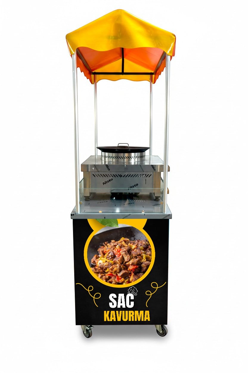 Seyyar Sac Kavurma Arabası ve Tezgahı 60x120