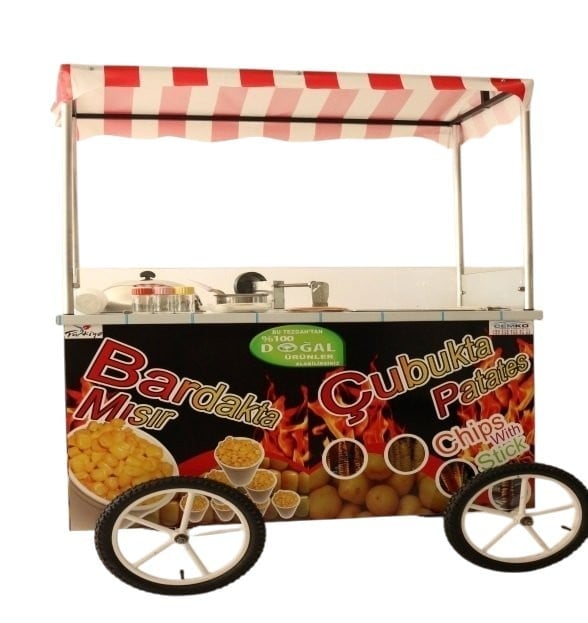 Tüplü Tekerlekli Çubukta Patates Ve Bardakta Mısır Arabası 60x120 (Model Şişli)