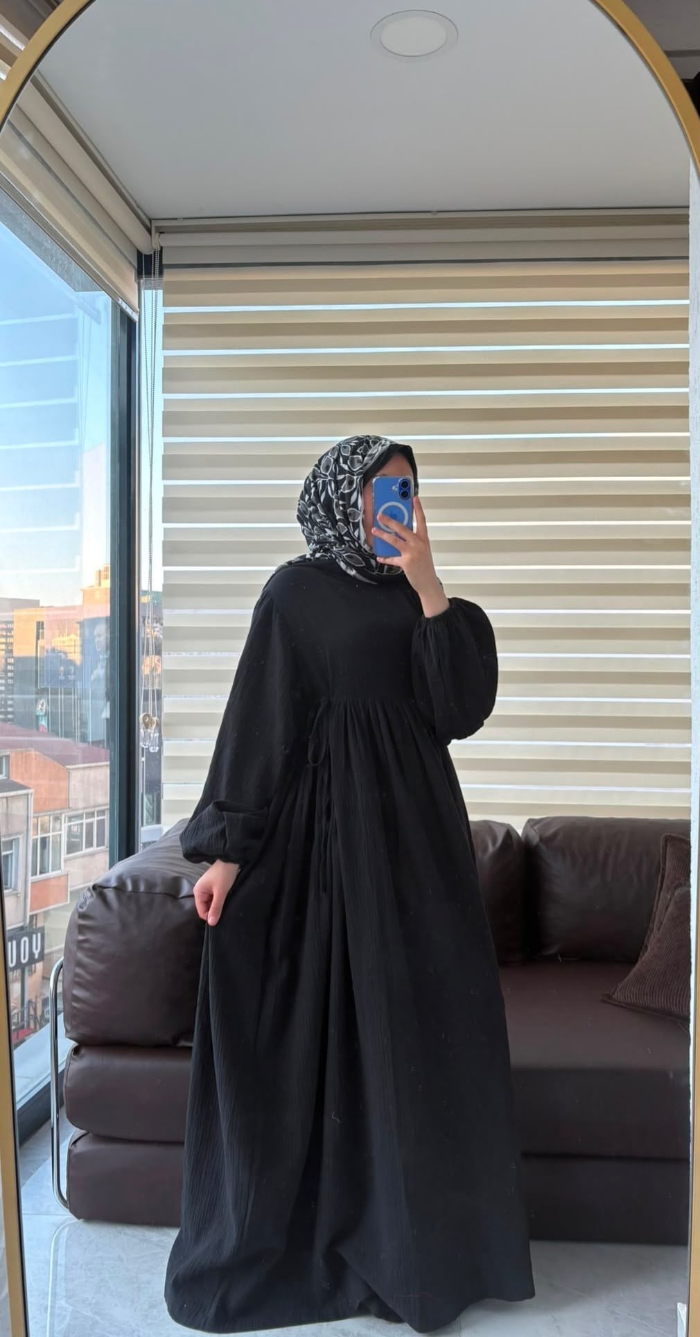Yandan Bağlamalı Müslin Siyah Tesettür Elbise
