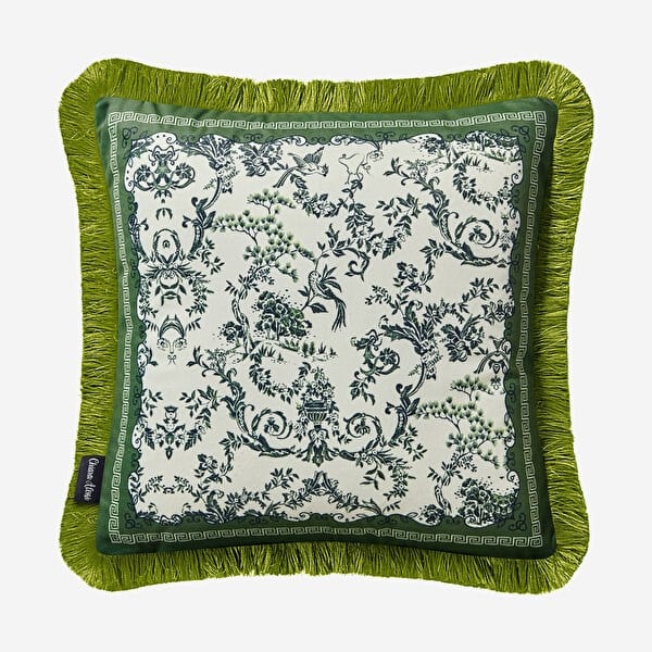 ÇİÇEK BAHÇESİ YEŞİL DESENLİ YASTIK 45*45 CM