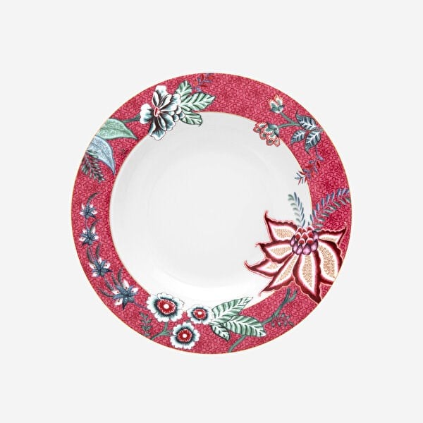 Flower Festival Kırmızı Çorba Tabağı 21.5 cm