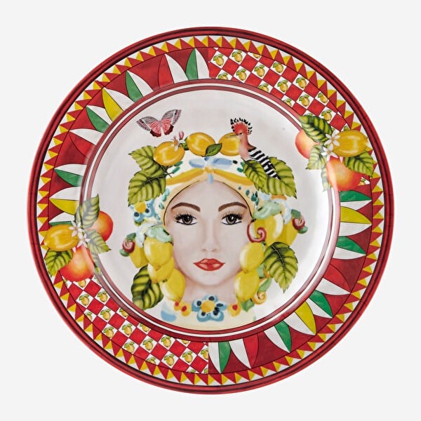 Kırmızı Yüz Desenli Yemek Tabağı 28Cm CAMC1080RD3