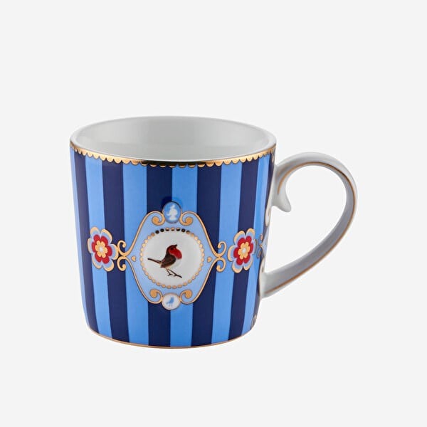 Mavi Çizgili Madalyon Desenli Küçük Mug 150 Ml - Yeni 51002606
