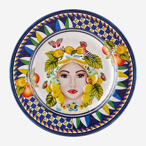 Mavi Yüz Desenli Yemek Tabağı 28Cm CAMC1080BL3