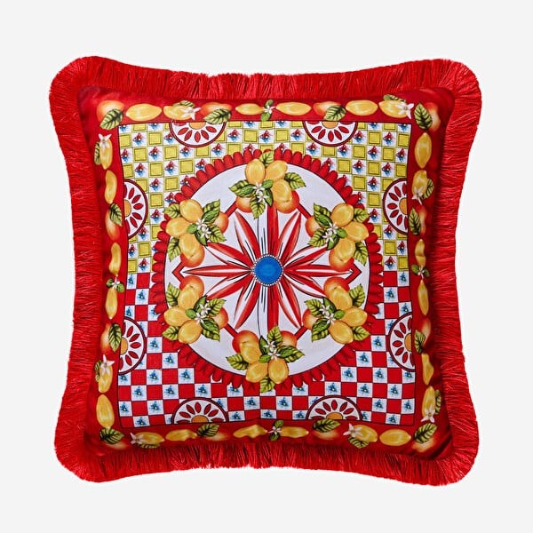 Portofıno Kırmızı Limon Buketi Yastık 45*45 Cm CAT2P4343RD