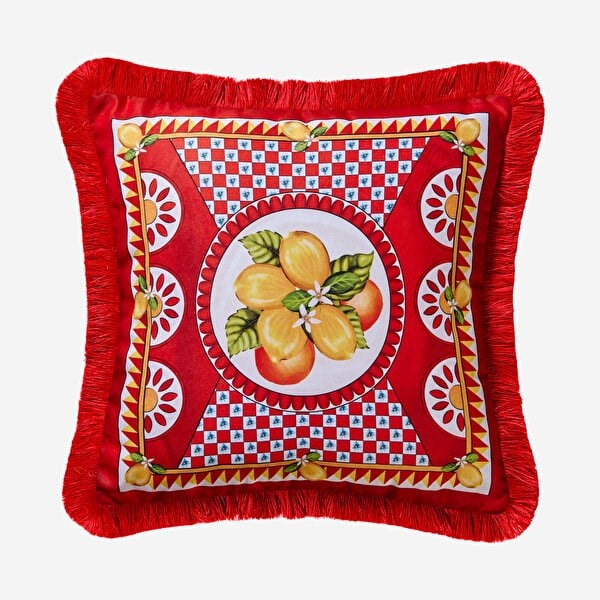 Portofıno Kırmızı Limonlu Yastık 45*45 Cm CAT3P4343RD