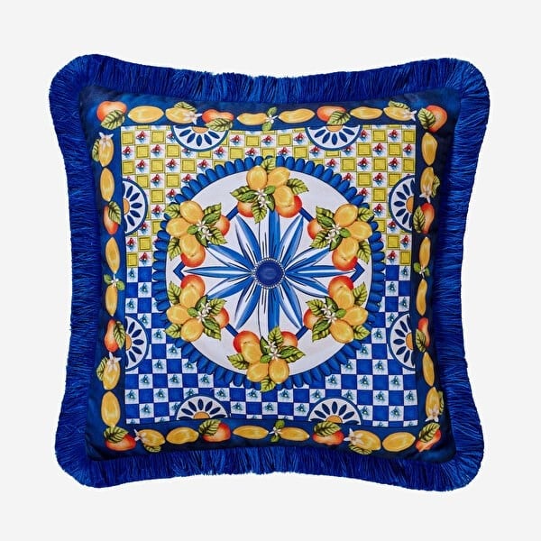 Portofıno Lacivert Limon Buketi Yastık 45*45 Cm CAT2P4343BL