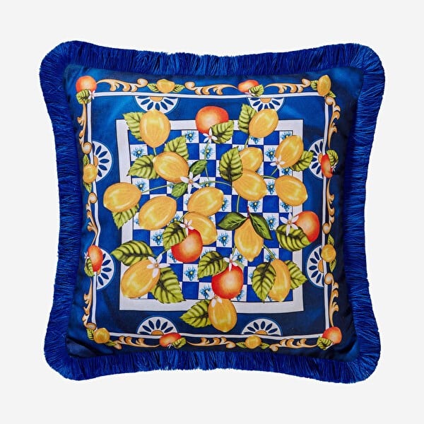 PORTOFINO LACİVERT LİMONLU BAHÇE YASTIK 45*45 CM