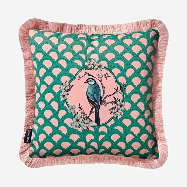 VERDE ROSA KUŞ DESENLİ YASTIK 45*45 CM