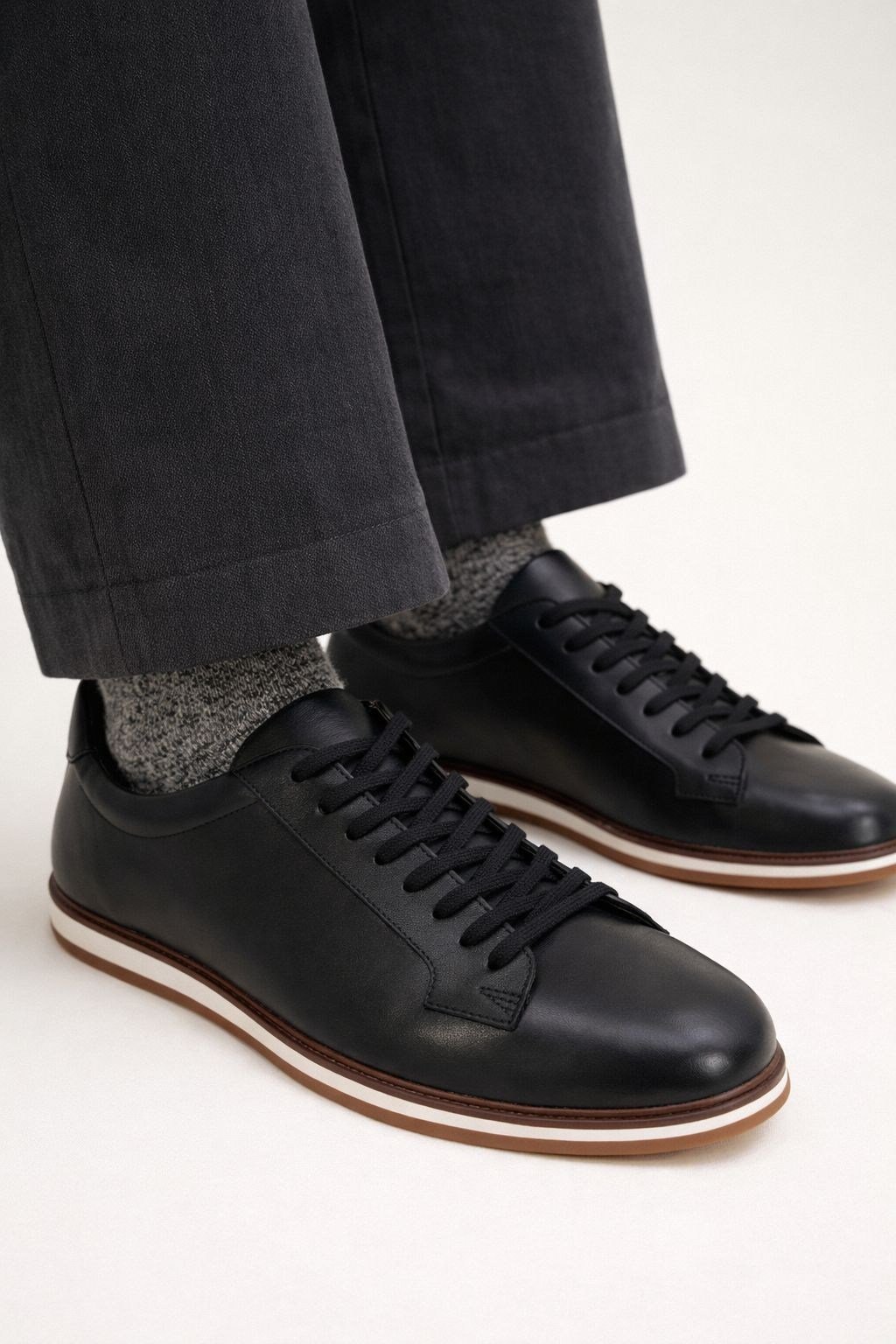 Erkek Siyah Hakiki Deri Sneaker Günlük Casual Bağcıklı Ayakkabı – Siena