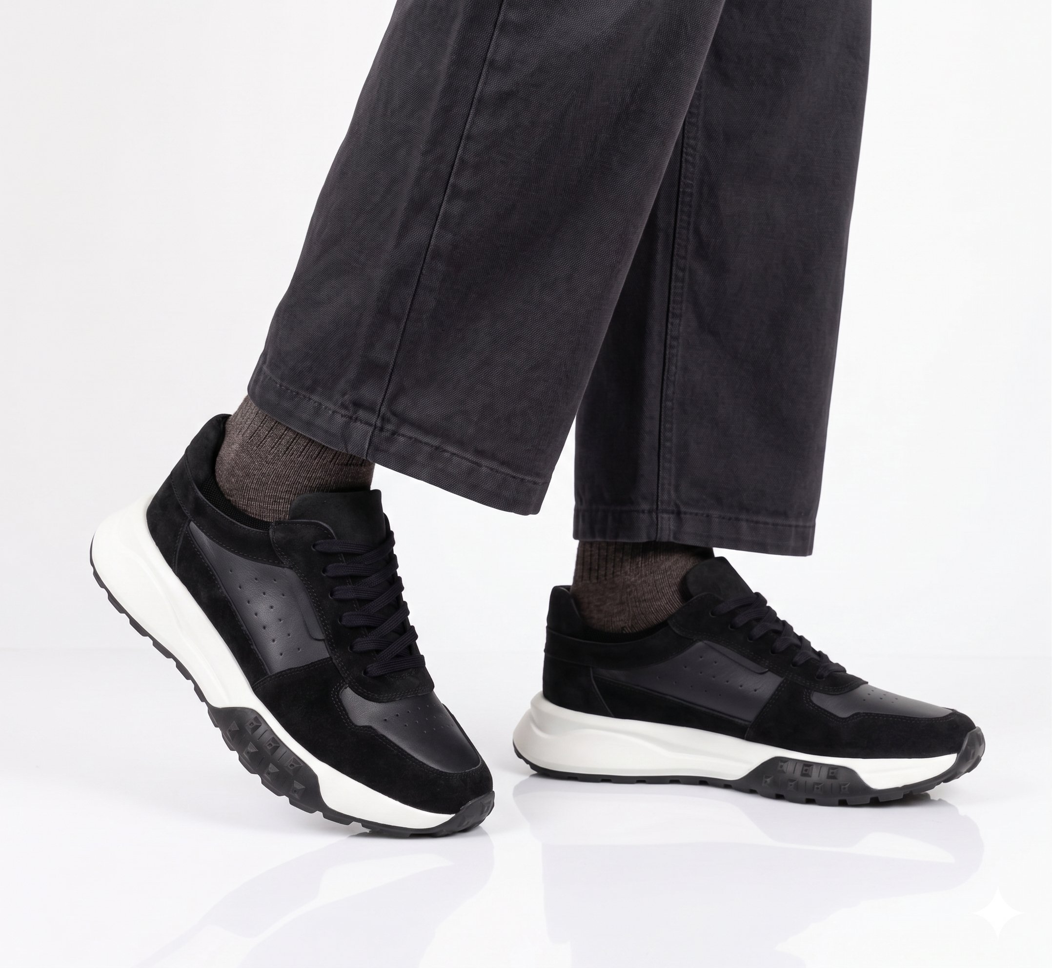 Erkek Siyah Süet Hakiki Deri Casual Günlük Sneaker EVA Taban Ayakkabı – Gardi