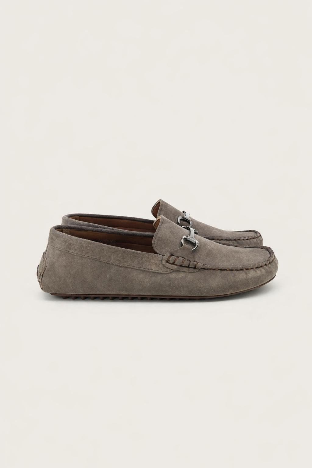 Erkek Vizon Süet Metal Tokalı Loafer Günlük Casual Ayakkabı - Despina