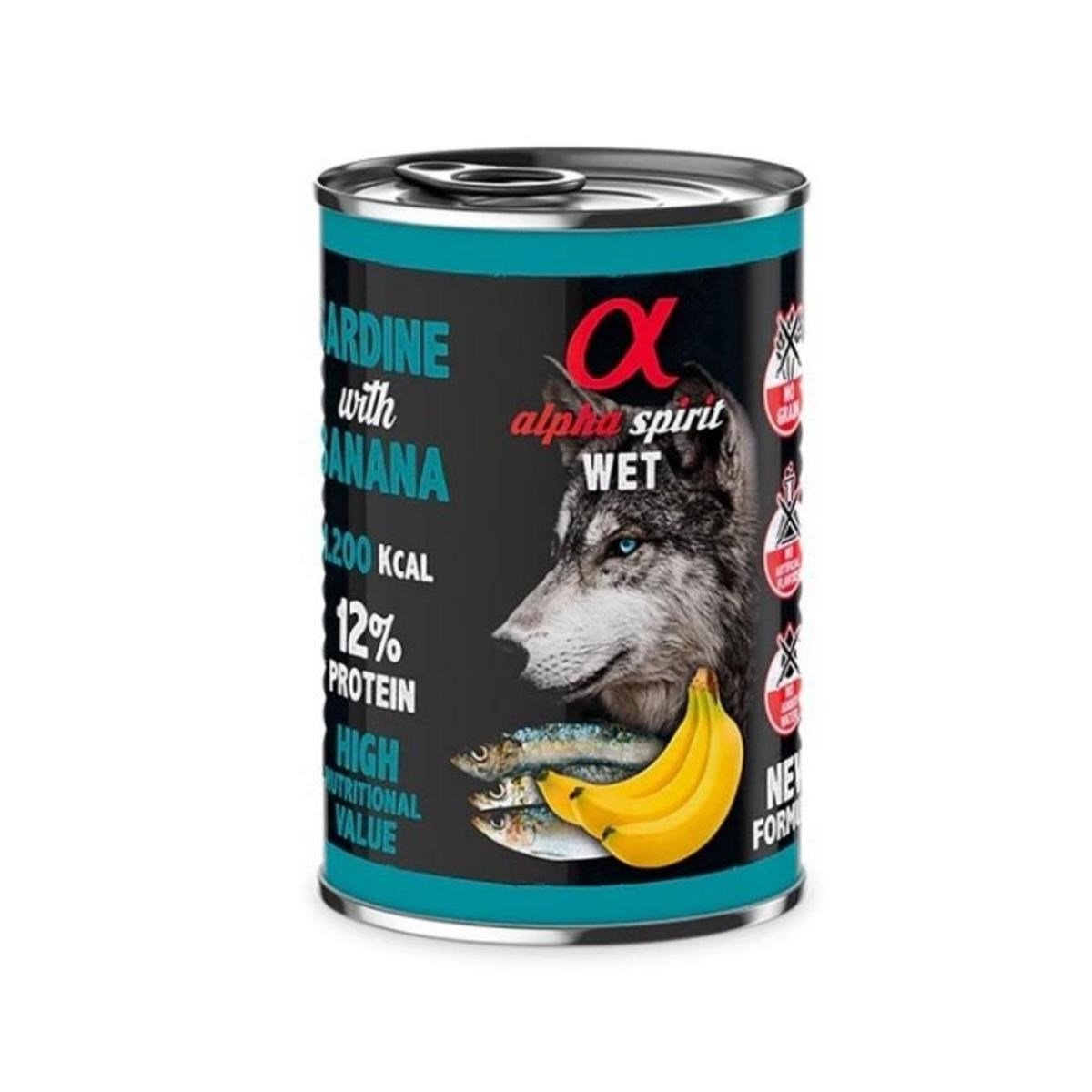 Alpha Spirit Yetişkin Köpek Konservesi Sardalyalı Muzlu 400 gr