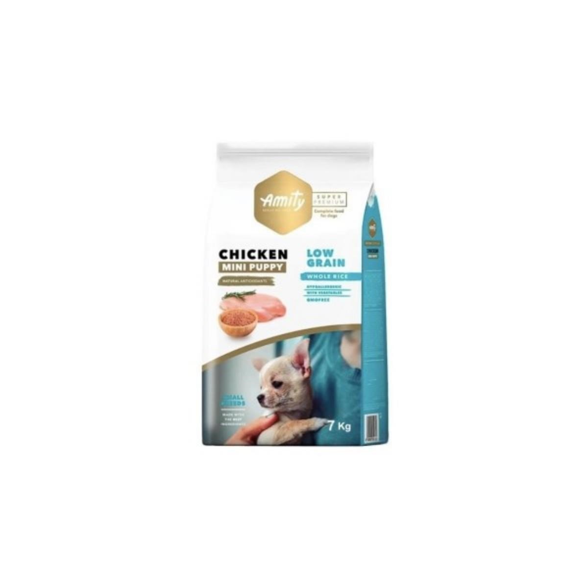 Amıty Süper Premium Low Düşük Tahıllı Tavuklu Mini Yavru Köpek Maması 7 Kg