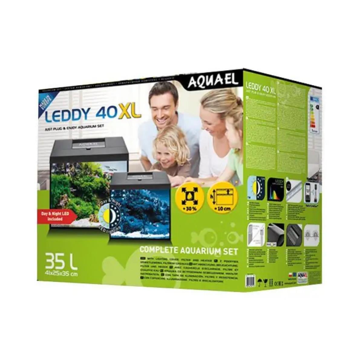 Aquael Aquarium Set Day and Night Leddy 40 XL Akvaryum Siyah 35 Lt