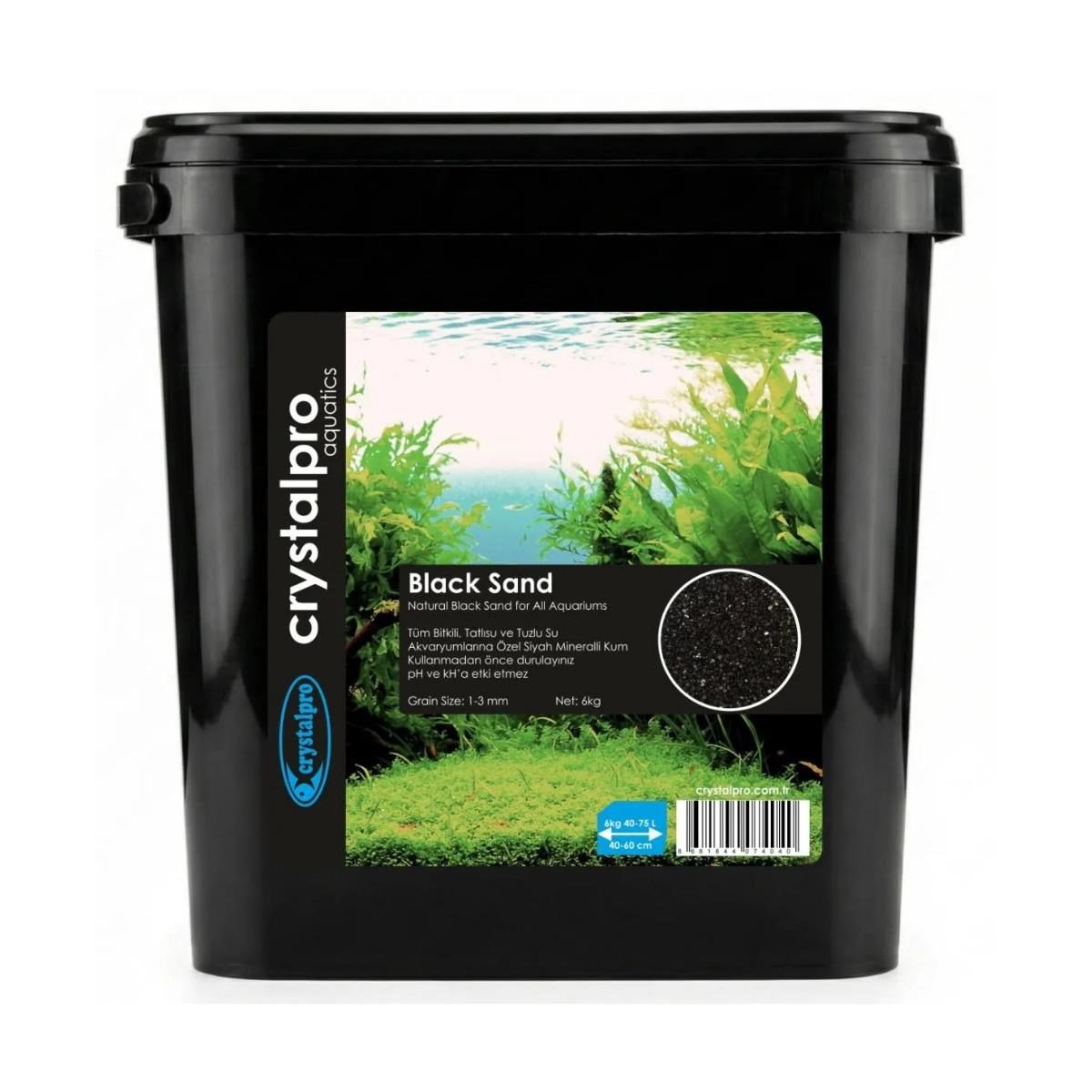 CrystalPro Black Sand 12 kg Natural 1-3 mm Bitki ve Tatlı su Akvaryumları için Mineralli Kum