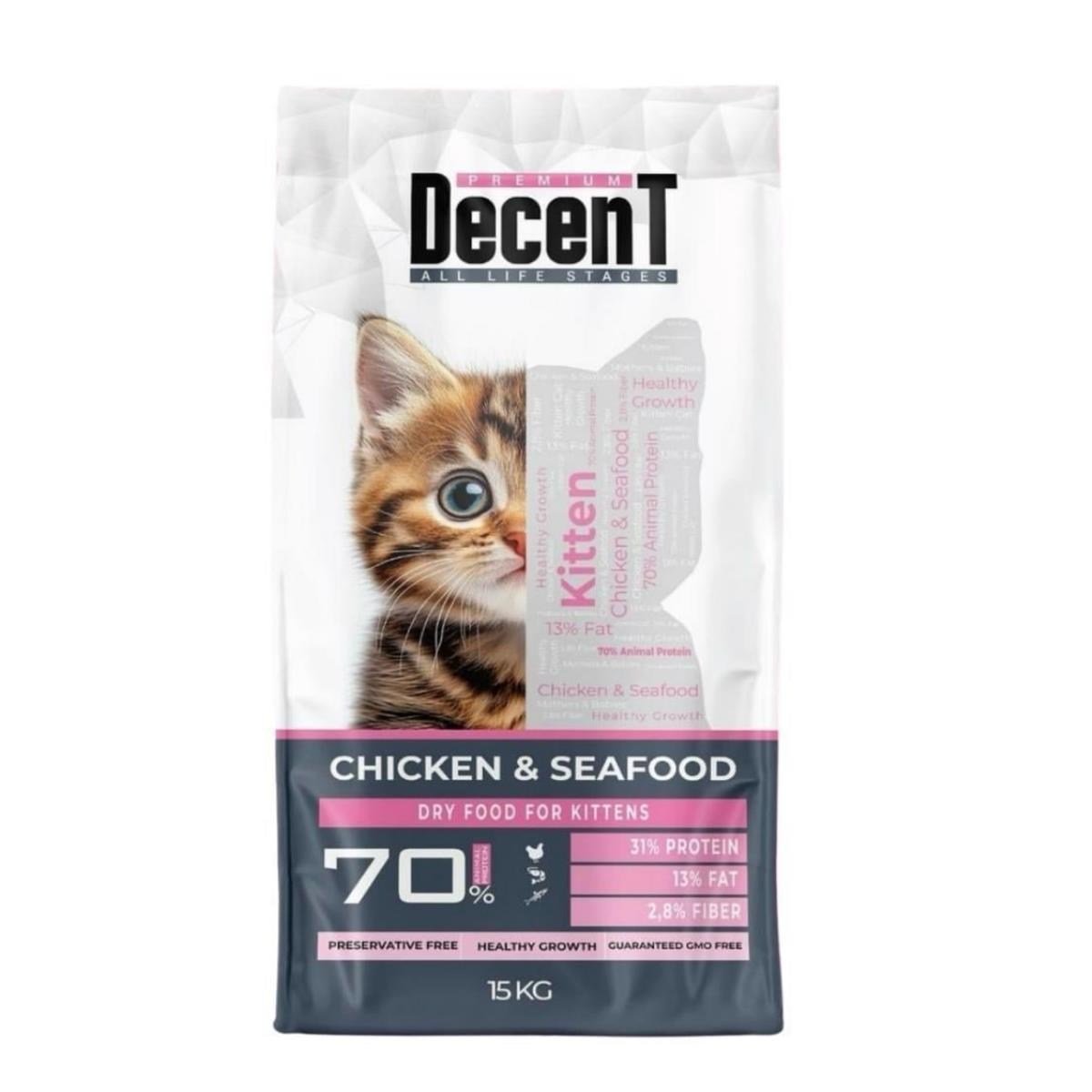 Decent Kitten Tavuklu ve Balıklı Yavru Kedi Maması 15 kg