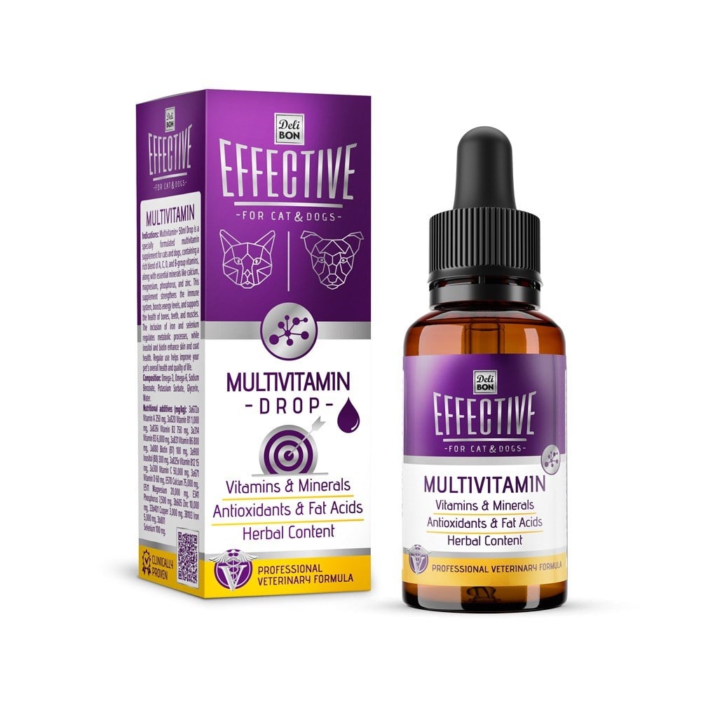 DELİBON EFFECTİVE KEDİ VE KÖPEK TAKVİYE ÜRÜNLERİ MULTİVİTAMİN 50ML