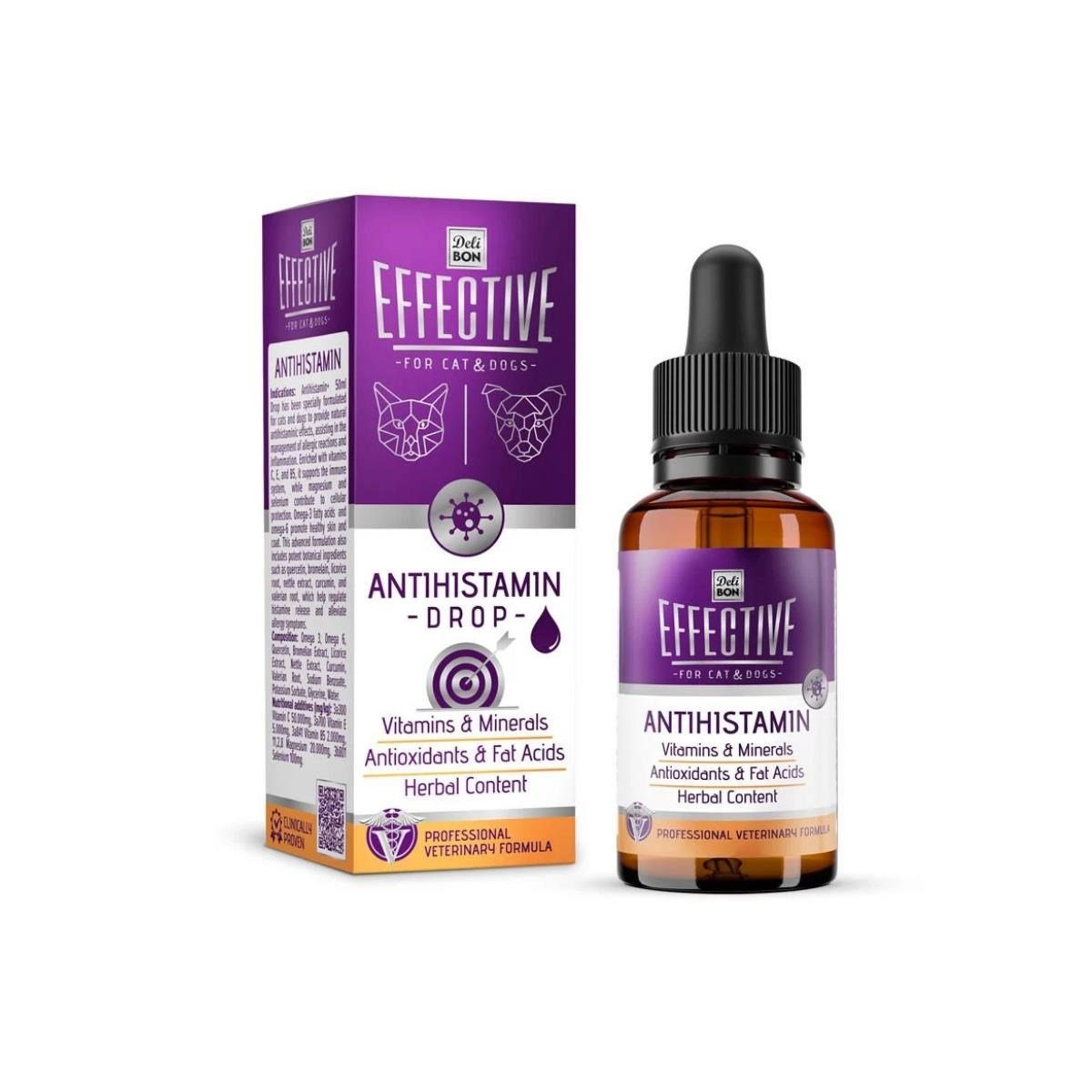 DELİBON EFFECTİVE KEDİ VE KÖPEK TAKVİYE ÜRÜNLERİ CİLT VE TÜY SAĞLIĞI 50ML