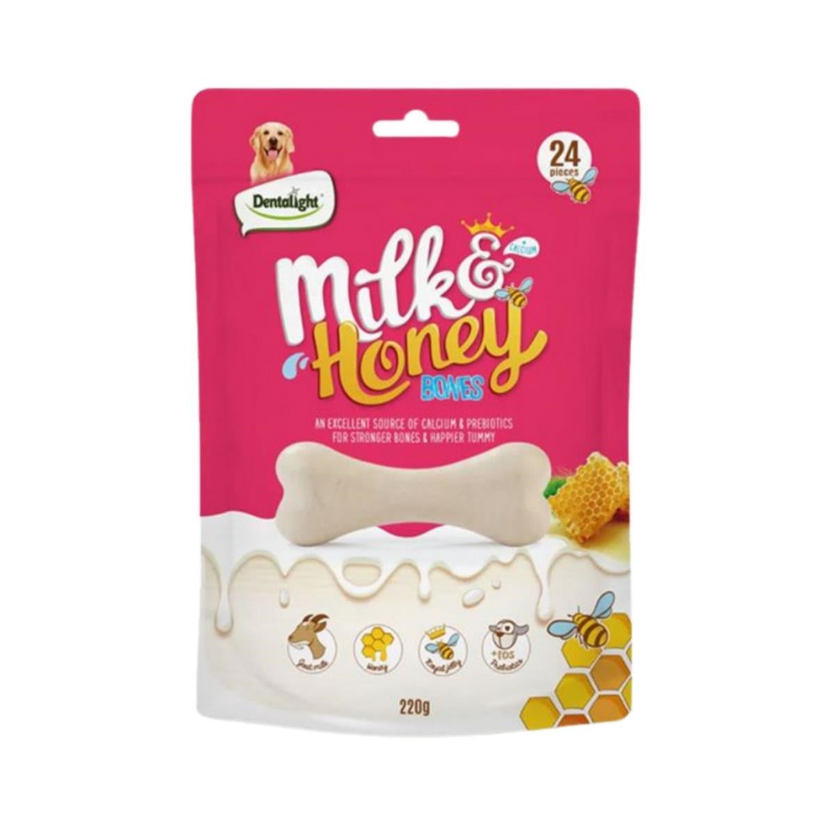 Dentalight Milk Honey Sticks Sütlü ve Ballı Kemik Köpek Ödül Maması 240gr