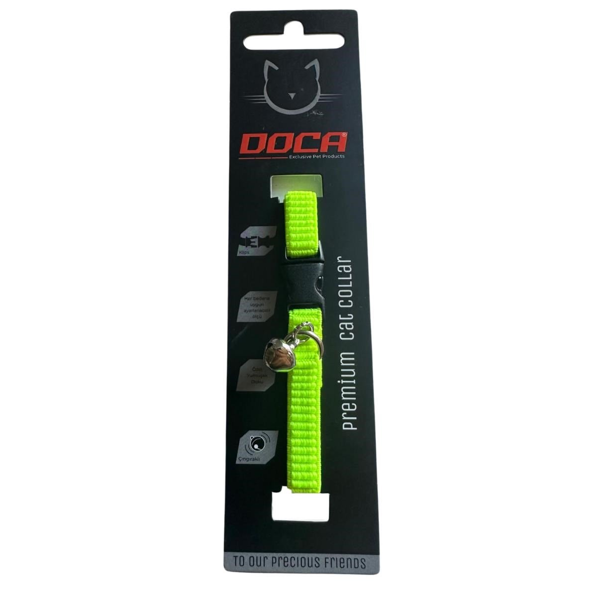 DOCA LASTİKL KEDİ BOYUN TASMASI 1,2 * 18-38 CM NEON YEŞİL