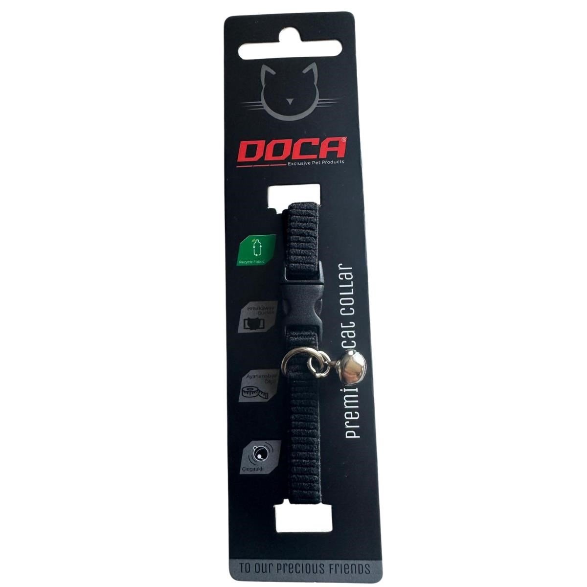 DOCA LASTİKLİ KEDİ BOYUN TASMASI 1.2*18-38 CM SİYAH