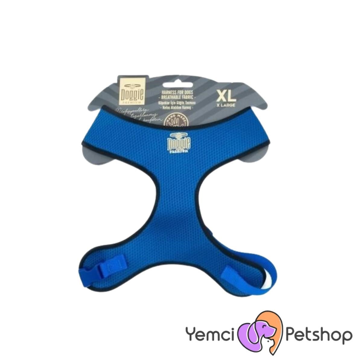 DOGGİE HAVALI DOKUMA KÜÇÜK IRK GÖĞÜS TASMASI MAVİ 2X50-65CM