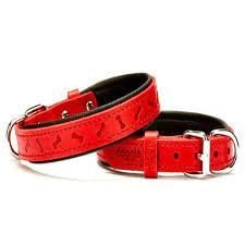 DOGGİE KONFOR DERİ KEMİK DESENLİ BOYUN TASMASI KIRMIZI 3,5X47-55CM