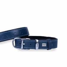 DOGGİE KONFOR DERİ PATİ DESENLİ BOYUN TASMASI ROYALMAVİ 3,5X47-55CM