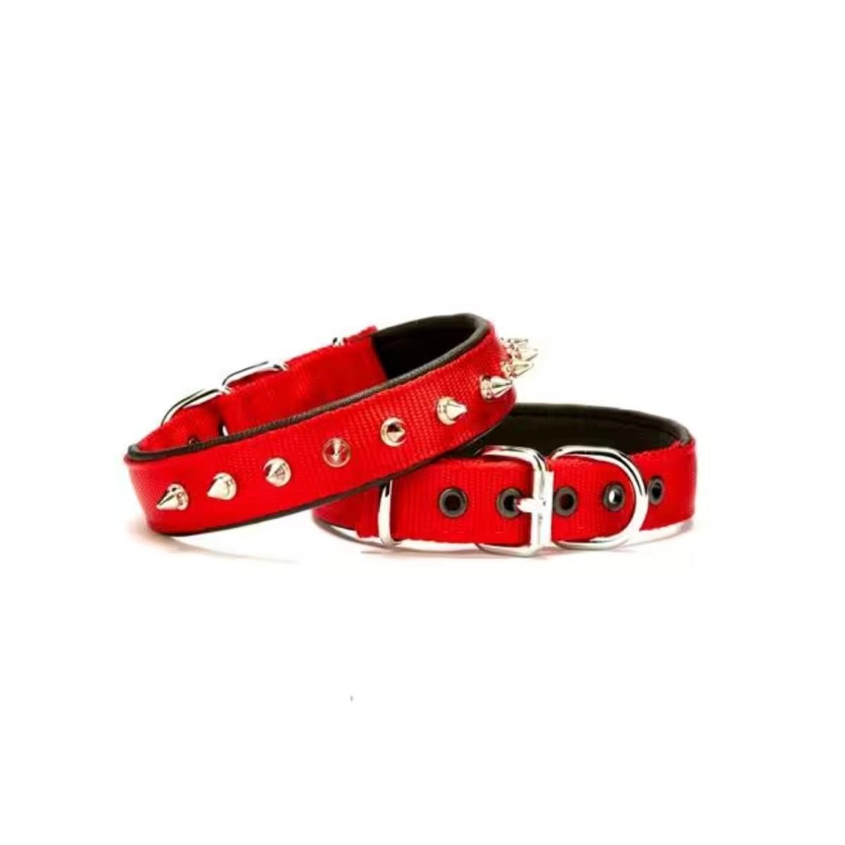 DOGGİE KONFOR DOKUMA ÇİVİLİ BOYUN TASMASI KIRMIZI 3X42-50CM
