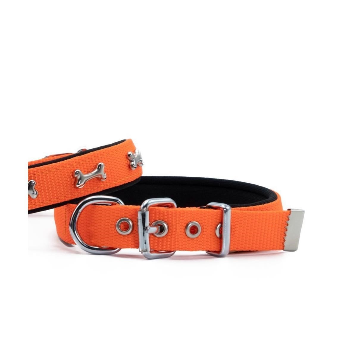 Doggie Konforlu Dokumadan El Yapımı Kemik Süslü Köpek Boyun Tasması 2x30-35cm - Orange