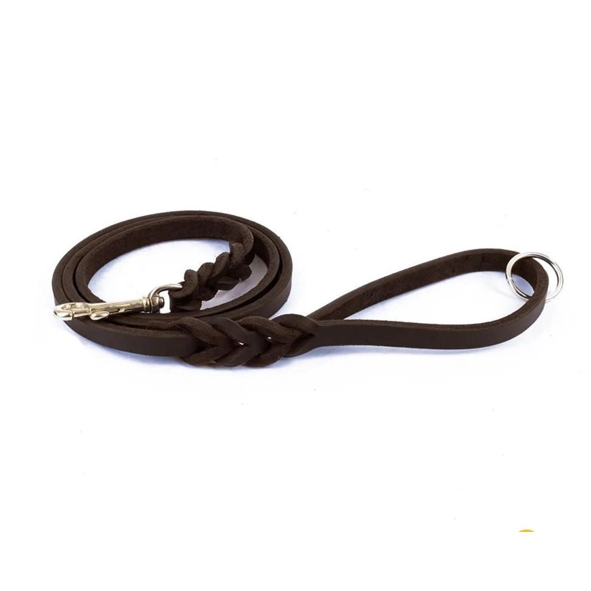 DOGGİE YAĞLI DERİLİ 4 ÖRGÜLÜ EĞİTİM GEZDİRME YAĞLIKAHVE 1,1X150CM