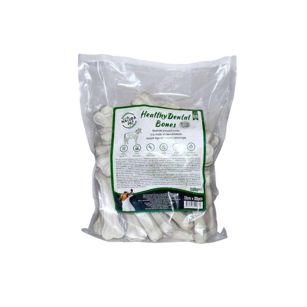 Eco Natura Pet Healty Dental Bones Beyaz Pres Kemik 13cm 30lu 1500Gr