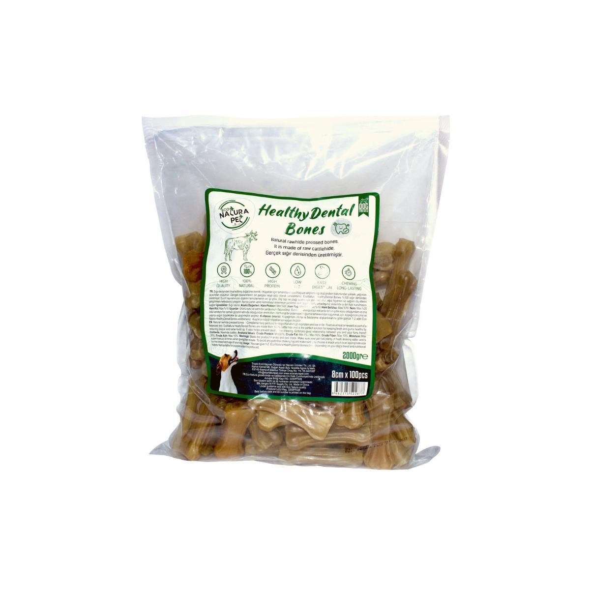 Eco Natura Pet Healty Dental Bones Natural Pres Kemik 8Cm 100Lü 2000Gr