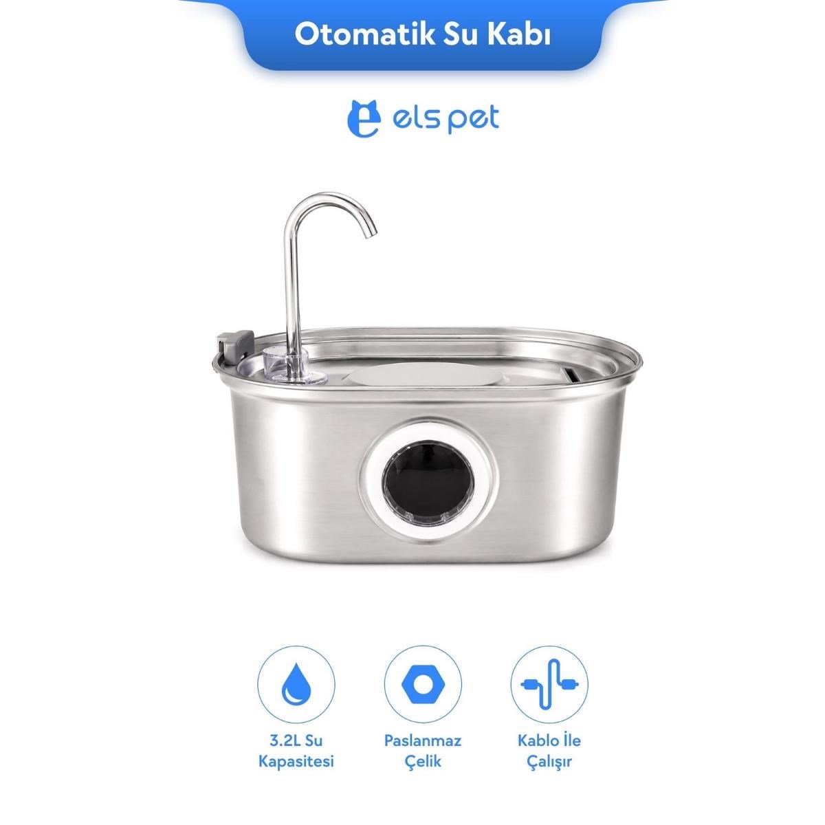 Els Pet Kedi Köpek Su Pınarı Çelik 3.2L