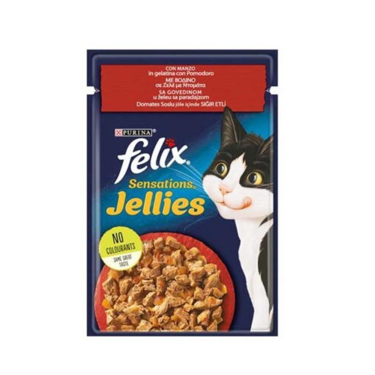 Felix Pouch Sensations Jellies Sığır Etli ve Domatesli Yaş Kedi Maması 85 Gr