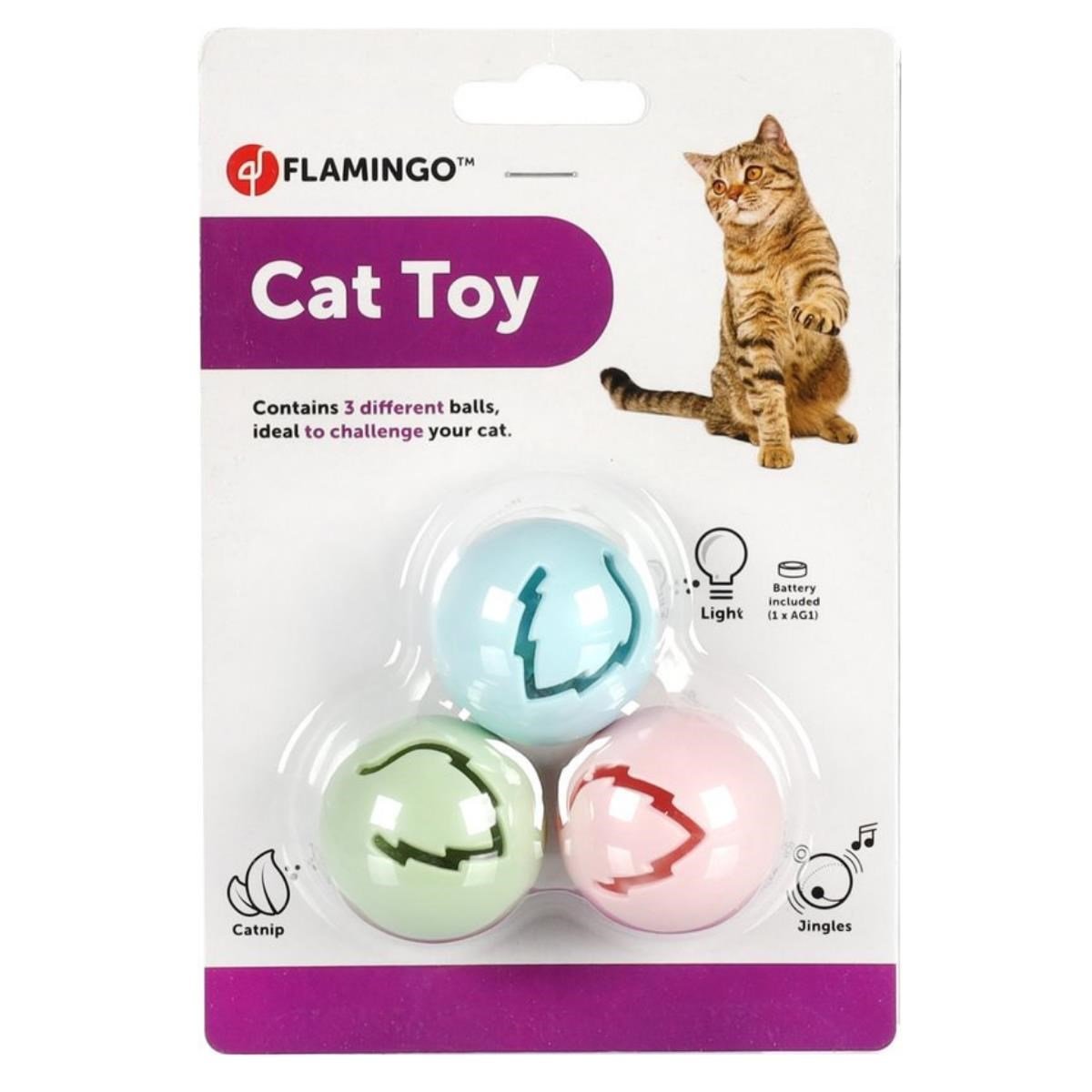 Flamingo Irıs Pastel Renkli Küçük Işıklı Top Kedi Oyuncağı