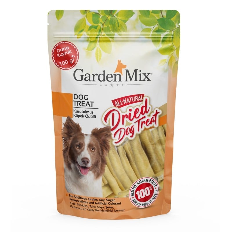 Garden Mix Kurutulmuş Dana Kuyruk Doğal Köpek Ödül Maması 100 Gr