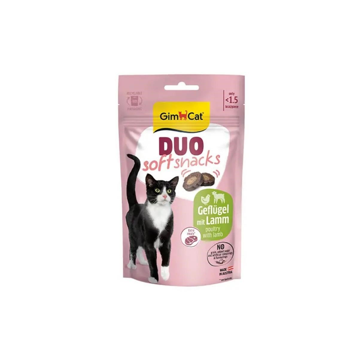 GimCat Duo Soft Snacks Tavuk ve Kuzu Etli Kedi Ödülü 50gr
