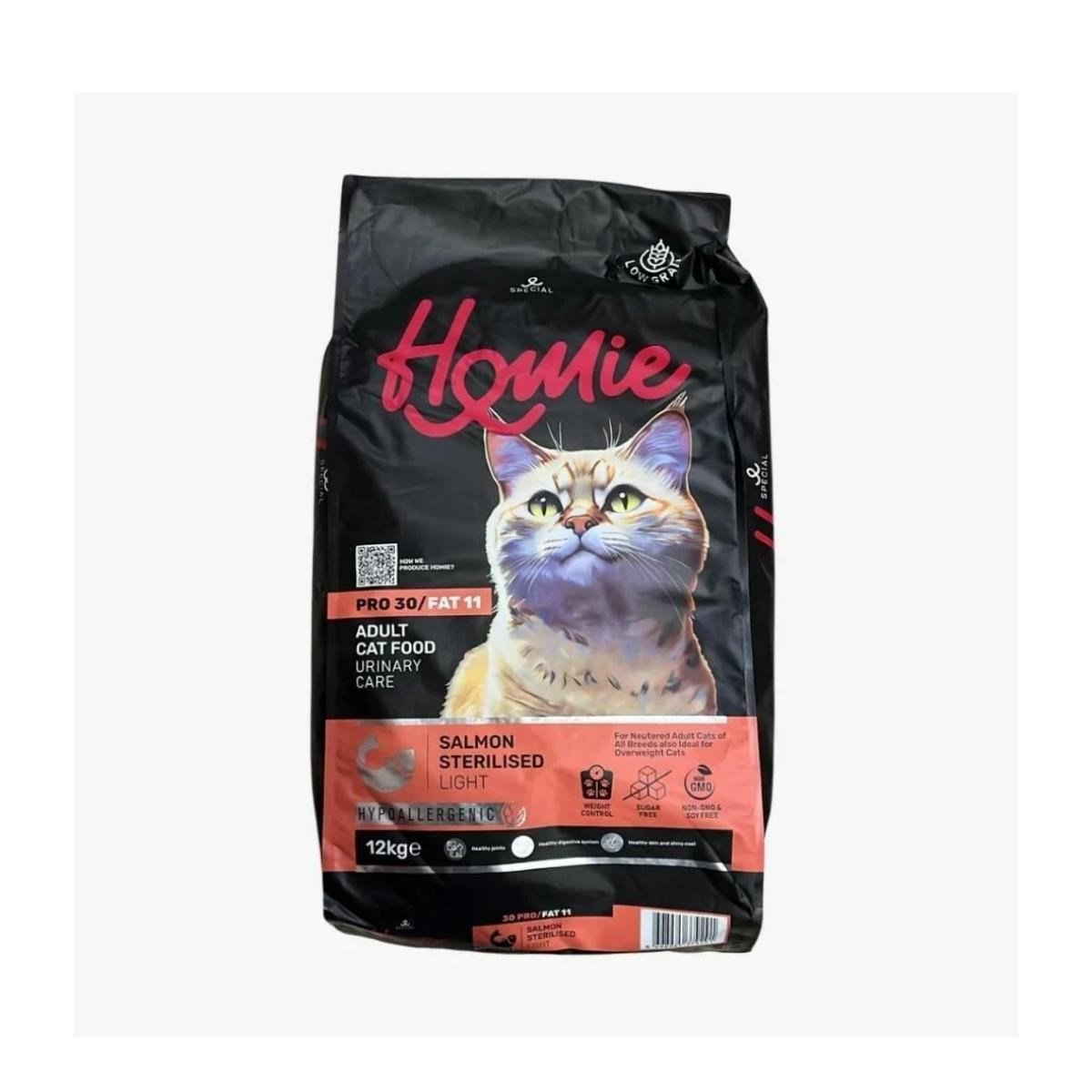 Homie Hypoallergenic Az Tahıllı Kısırlaştırılmış Somolu Kedi Maması 12 Kg