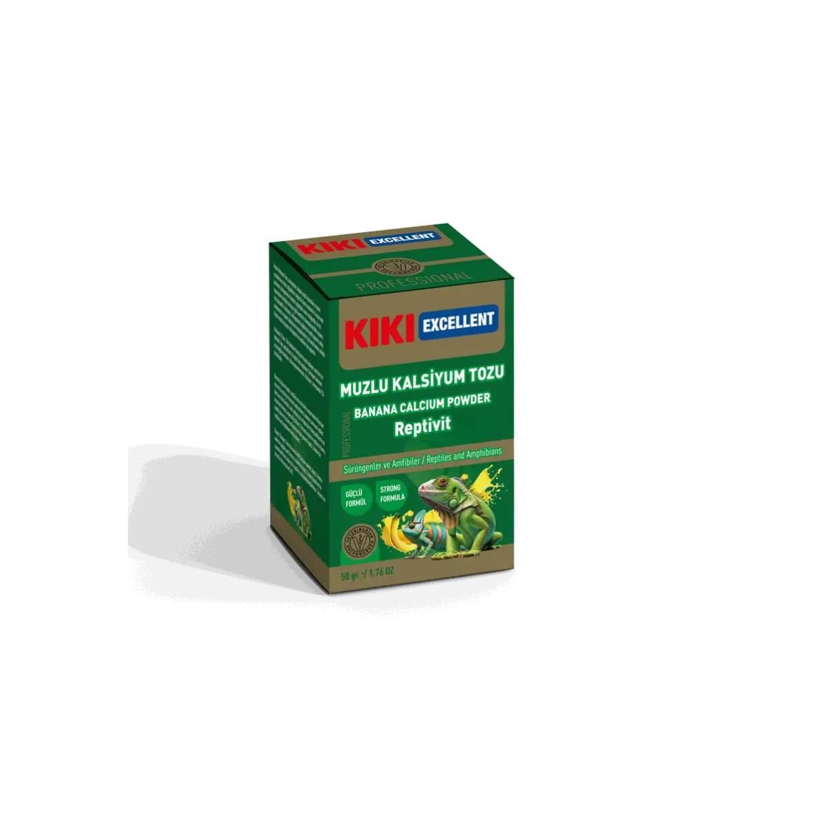 Kiki Excellent Muzlu Kalsiyum Reptivit Sürüngenler ve Amfibiler için Toz Mineral 50 Gr