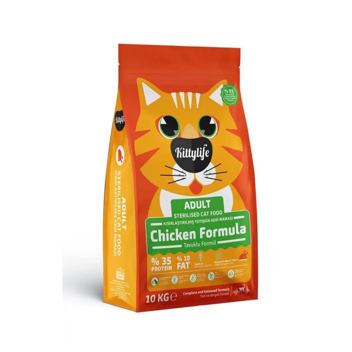 Kitty Life Kısırlaştırılmış Tavuklu Kedi Maması 10 Kg