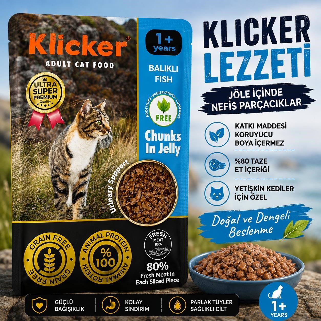 Klicker Balıklı Kedi Konservesi 85 Gr